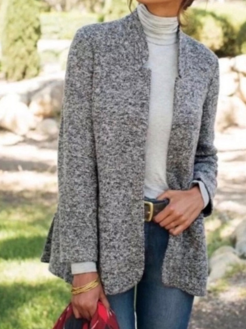 Soft Surroundings Open Front Tweed Style Blazer